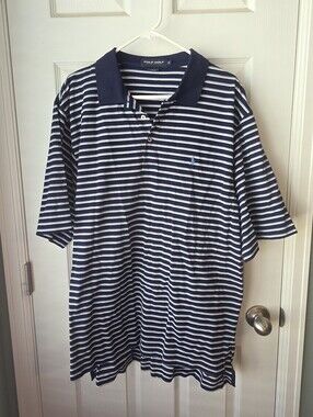 Polo Ralph Lauren XL Pima Soft Touch Polo Shirt Gray Striped Classic Casual Golf